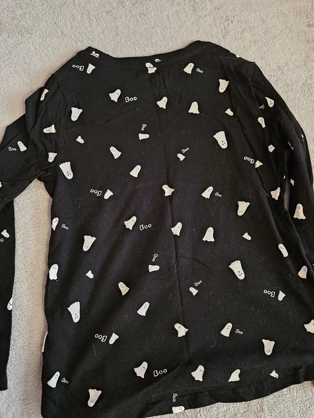 Old Navy Black Long Sleeve Shirt with White Ghost Print Girls Medium